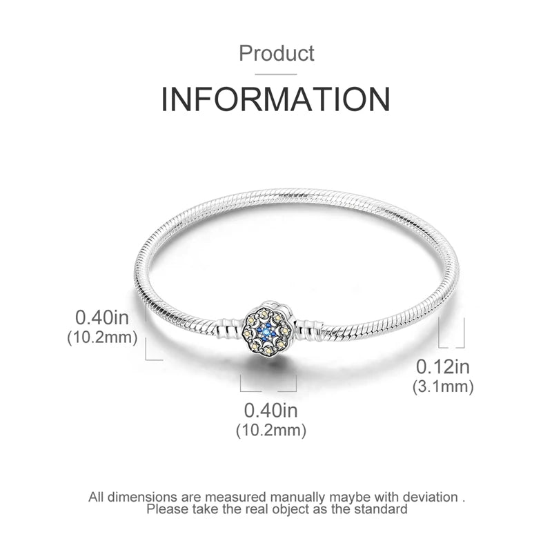 Elegant Snowflake Clasp Sterling Silver Bracelet - Charm Bracelets