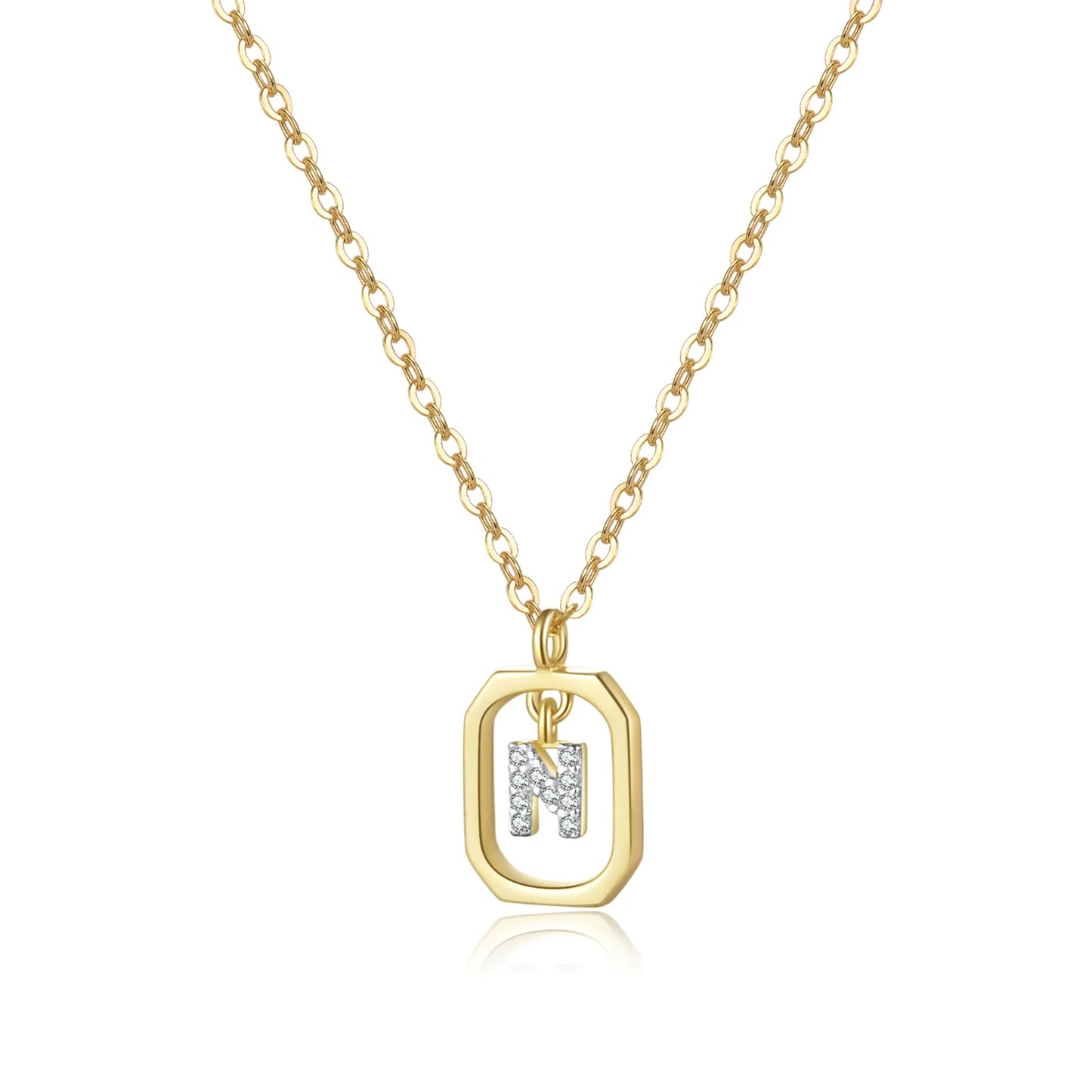 Personalized Initial Sterling Silver Pendant Necklace - Gold N - Necklaces