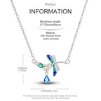 925 Sterling Silver Mystical Dragonfly Crystal Necklace Necklaces