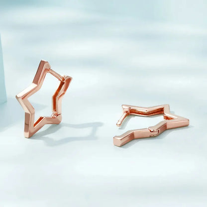 925 Sterling Silver Starlike Earrings - Minimalist Star Shape Ear Buckle for Women - Fashion jewellery SCE1136 - Hoop