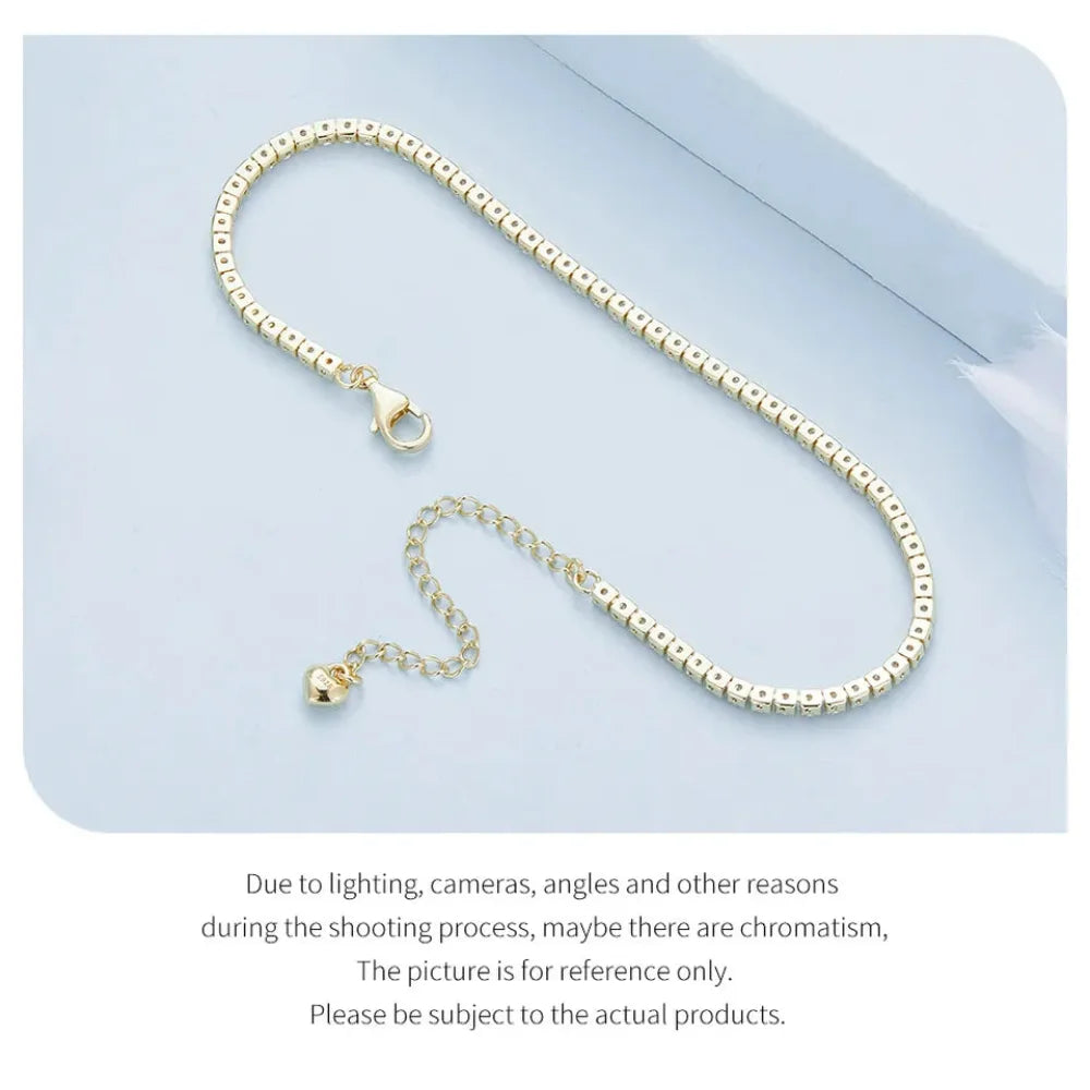Exquisite 925 Sterling Silver Adjustable Tennis Bracelet - Platinum Plated with Clear 3mm Cubic Zirconia - Bracelets