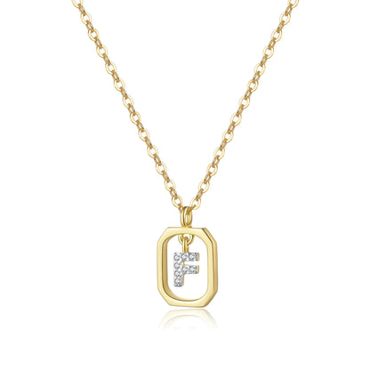 Personalized Initial Sterling Silver Pendant Necklace - Gold F - Necklaces