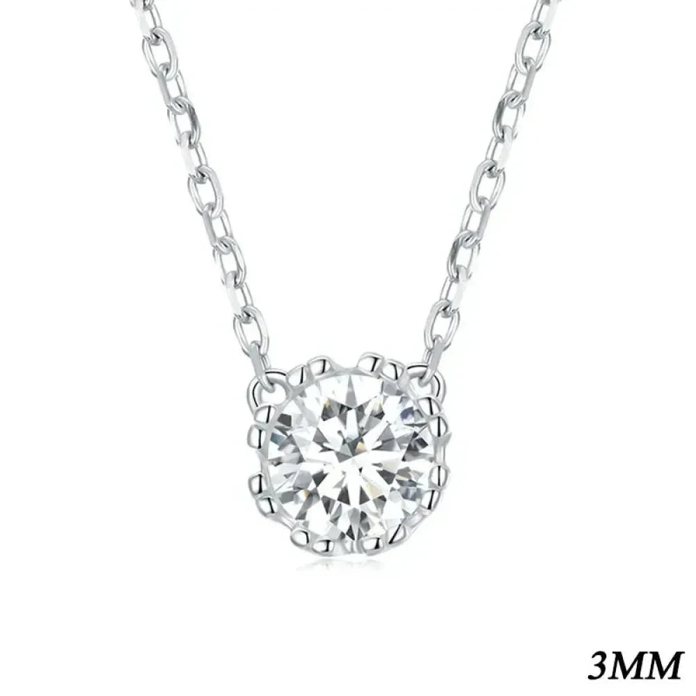 Gorgeous Shiny Choker - 925 Sterling Silver Geometric Cut Zircon Pendant Necklace - 3Mm - Necklaces
