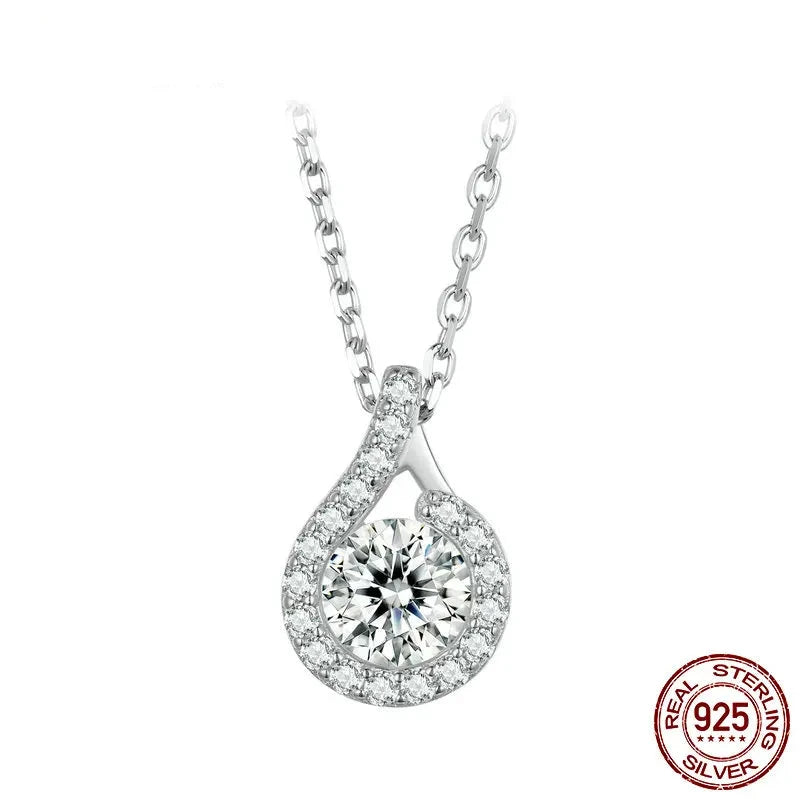 Dazzling 1ct Moissanite Sterling Silver Pendant Necklace - Necklaces