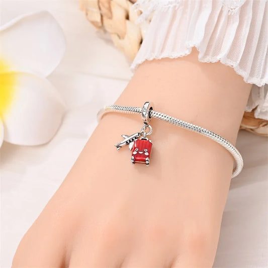 Crimson Horizons Sterling Silver Travel Charm - Charms