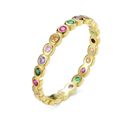 925 Sterling Silver Multicolor Zircon Finger Ring for Women - Trendy Fashion Dazzling CZ Stone Anillos jewellery Gift