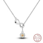 Endless Sunshine Sterling Silver Infinity Necklace With Sunflower Necklaces