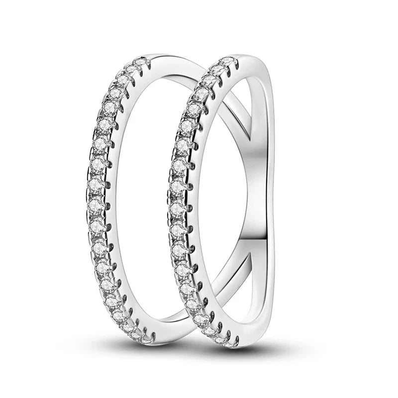Sparkling Wishbone Sterling Silver Ring - 6 - Rings