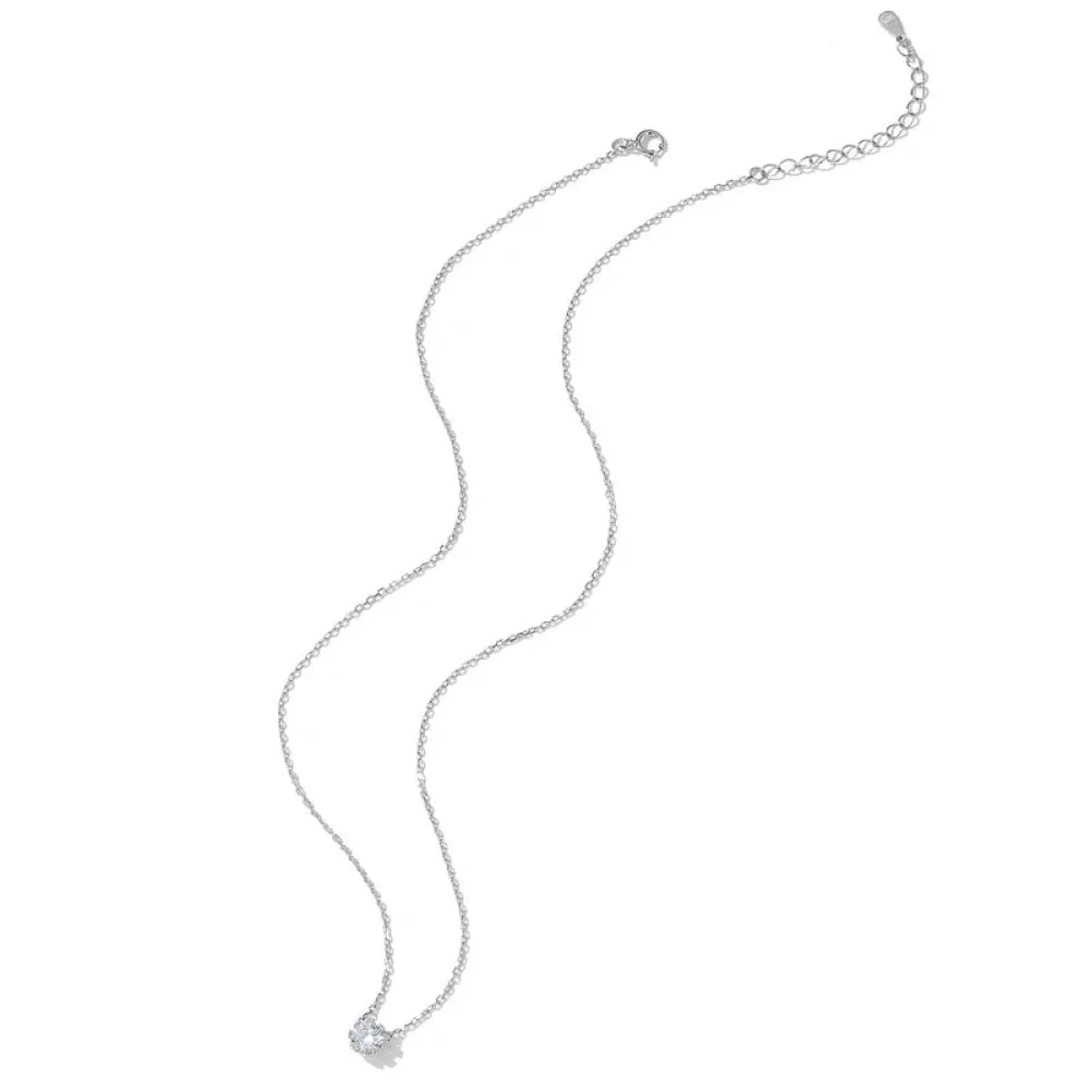 Gorgeous Shiny Choker - 925 Sterling Silver Geometric Cut Zircon Pendant Necklace - Necklaces