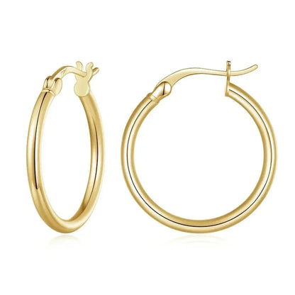 14K White Gold-Plated 925 Sterling Silver Hoop Earrings - Stylish and Hypoallergenic jewellery for Women - Gold - 24Mm
