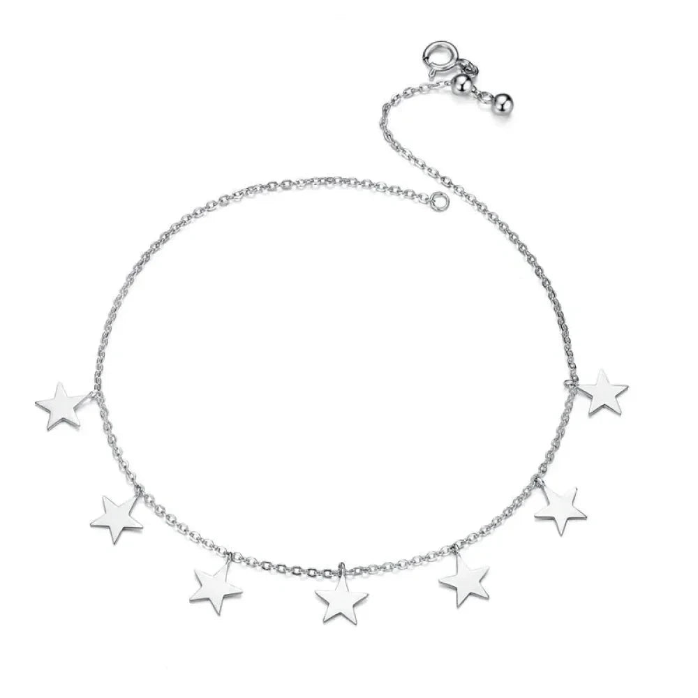 925 Sterling Silver Geometric Minimalist Anklets - Elevate Your Summer Style with SCT011 - Stars