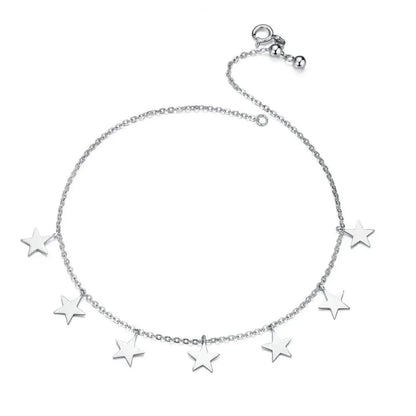 925 Sterling Silver Geometric Minimalist Anklets - Elevate Your Summer Style with SCT011 - Stars