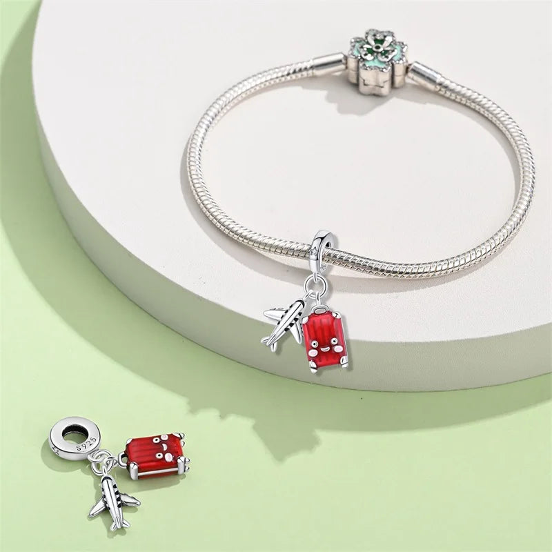 Crimson Horizons Sterling Silver Travel Charm - Charms