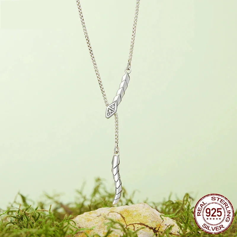 925 Sterling Silver Snake Pendant Necklace - Gothic-Inspired jewellery for Women - Necklaces