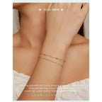 Double Layered Round Beads 925 Sterling Silver Chain Bracelet With 14K Gold Plating Bracelets