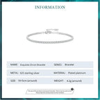 Exquisite 925 Sterling Silver Adjustable Tennis Bracelet Platinum Plated With Clear 3Mm Cubic Zirconia Bracelets