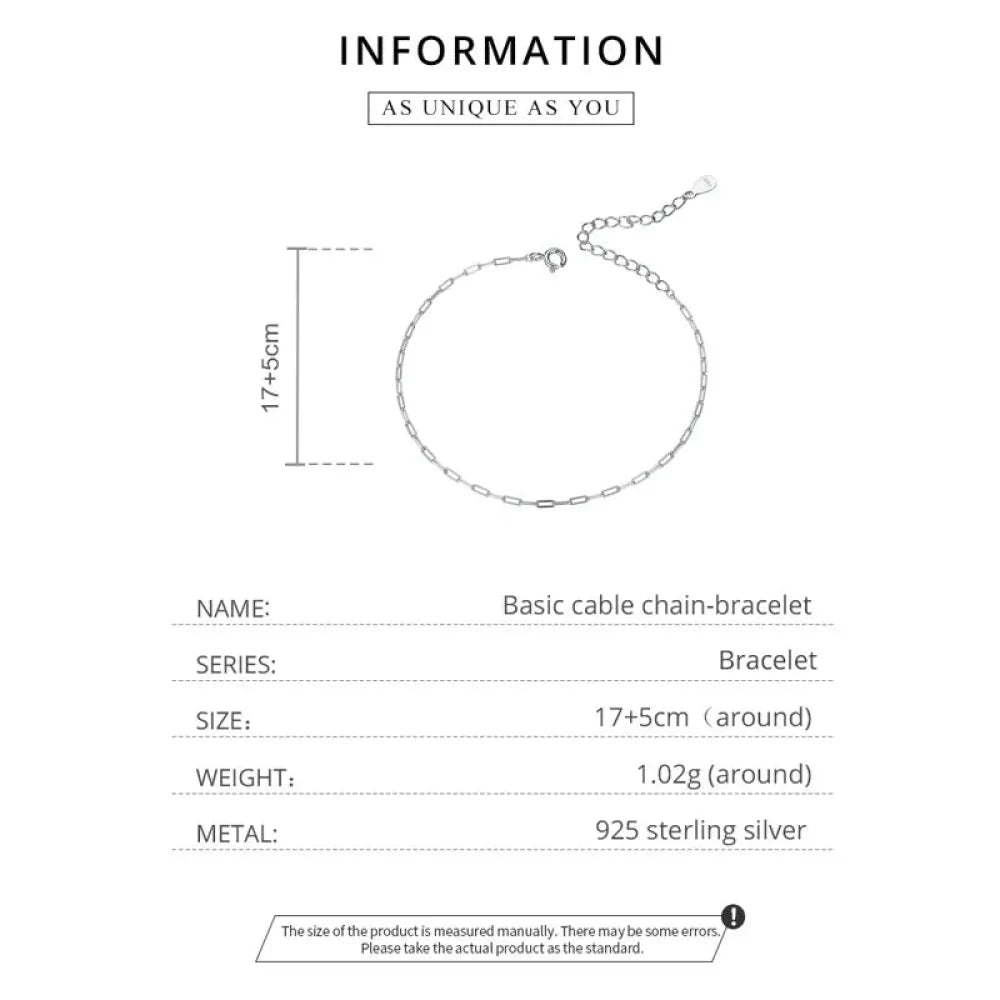 925 Sterling Silver Gold Cable Chain Bracelet | Hollow Link Women’s Fashion jewellery SCB221 - Bracelets