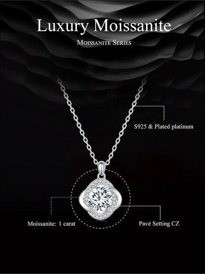 Lucky Clover 1ct Moissanite Sterling Silver Pendant Necklace - Necklaces