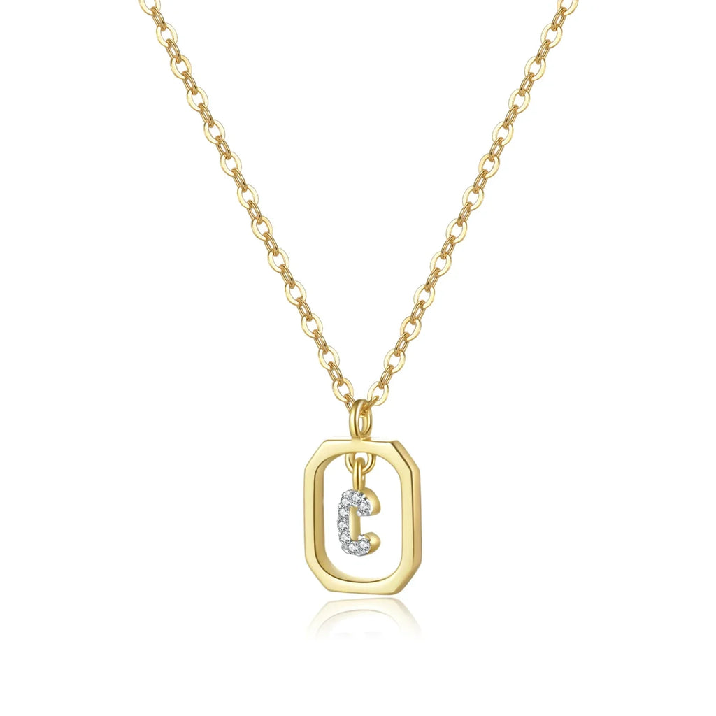 Personalized Initial Sterling Silver Pendant Necklace Gold C Necklaces