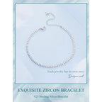 Exquisite 925 Sterling Silver Adjustable Tennis Bracelet Platinum Plated With Clear 3Mm Cubic Zirconia Bracelets