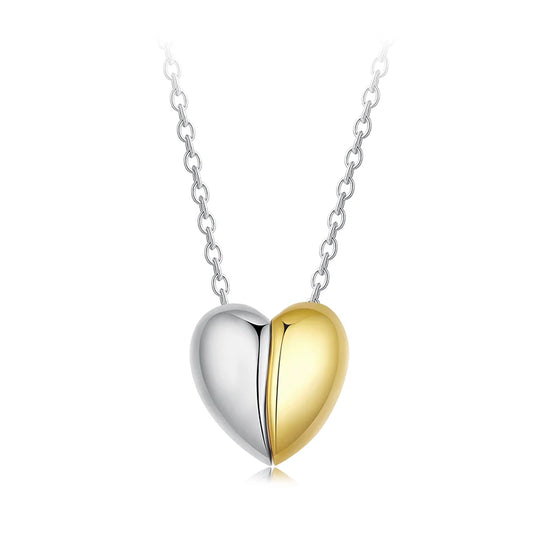 Gold Plated Heart Pendant Necklace for Women - 925 Sterling Silver Couple jewellery - Necklaces