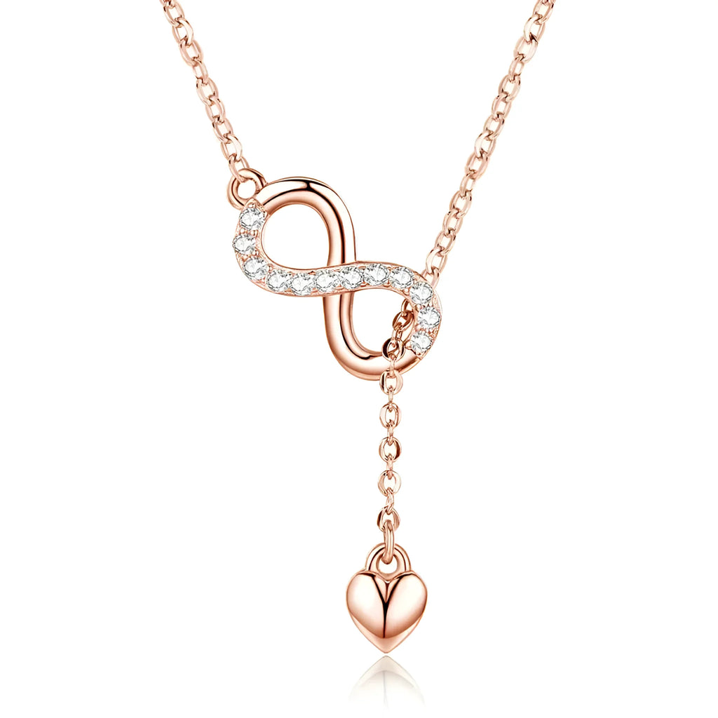 Forever Love: Delicate Infinity Necklace In Sterling Silver Rose Gold Necklaces