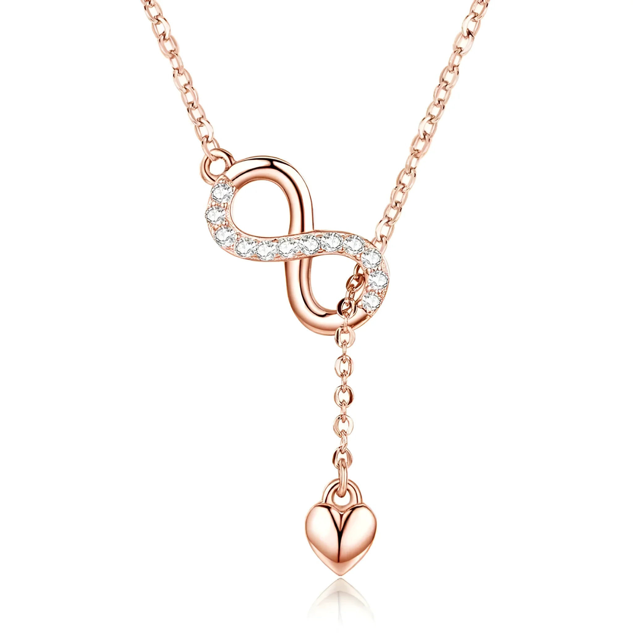 Forever Love: Delicate Infinity Necklace in Sterling Silver - Rose Gold - Necklaces