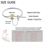 Radiant Daisy Sterling Silver Charm Bracelet With Dangling Chain Bracelets