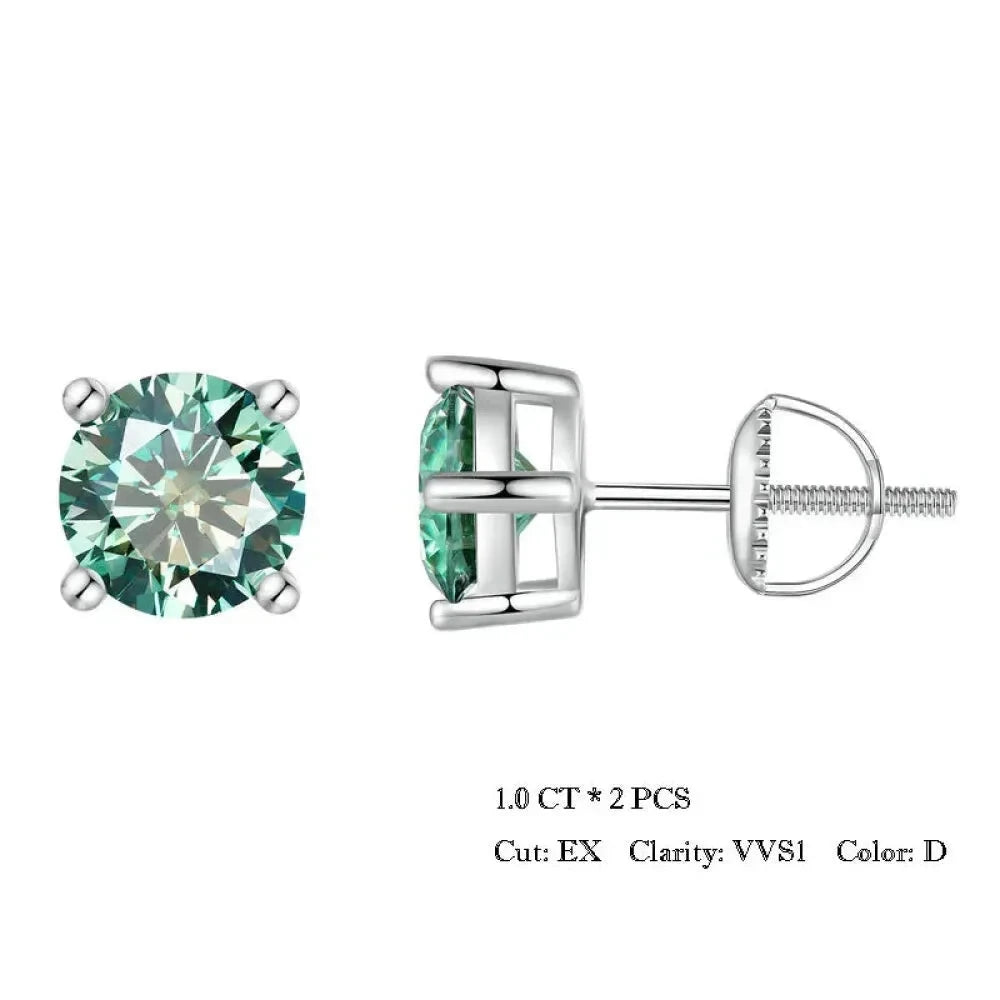 Breathtaking Moissanite Heart Stud Earrings | 925 Sterling Silver - Green 1.0Ct X 2