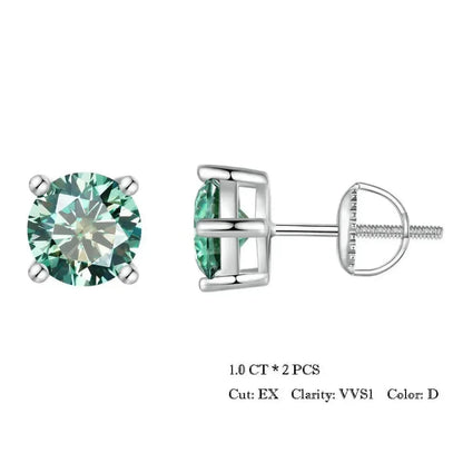 Breathtaking Moissanite Heart Stud Earrings | 925 Sterling Silver - Green 1.0Ct X 2