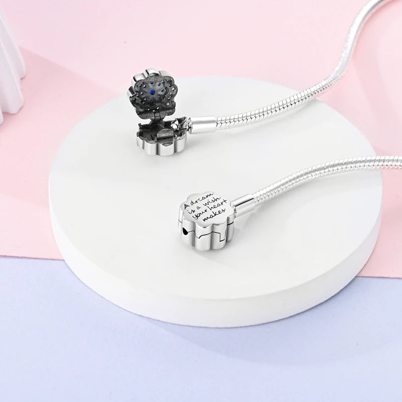 Radiant Blue Flower Clasp Sterling Silver Bracelet - Charm Bracelets