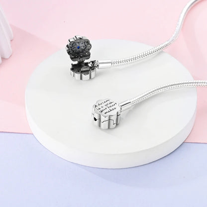 Radiant Blue Flower Clasp Sterling Silver Bracelet - Charm Bracelets
