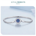 Protective Evil Eye Charm Sterling Silver Snake Chain Bracelet Bracelets