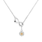 Endless Sunshine Sterling Silver Infinity Necklace With Sunflower Necklaces