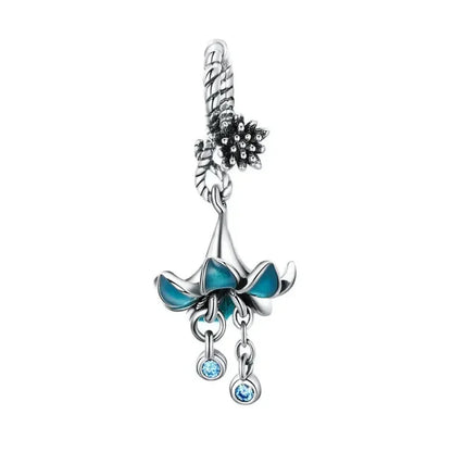 925 Sterling Silver Colorful Birds Flowers Leaves CZ Pendant - jewellery Charm for Bracelets and Necklaces - Bsc034