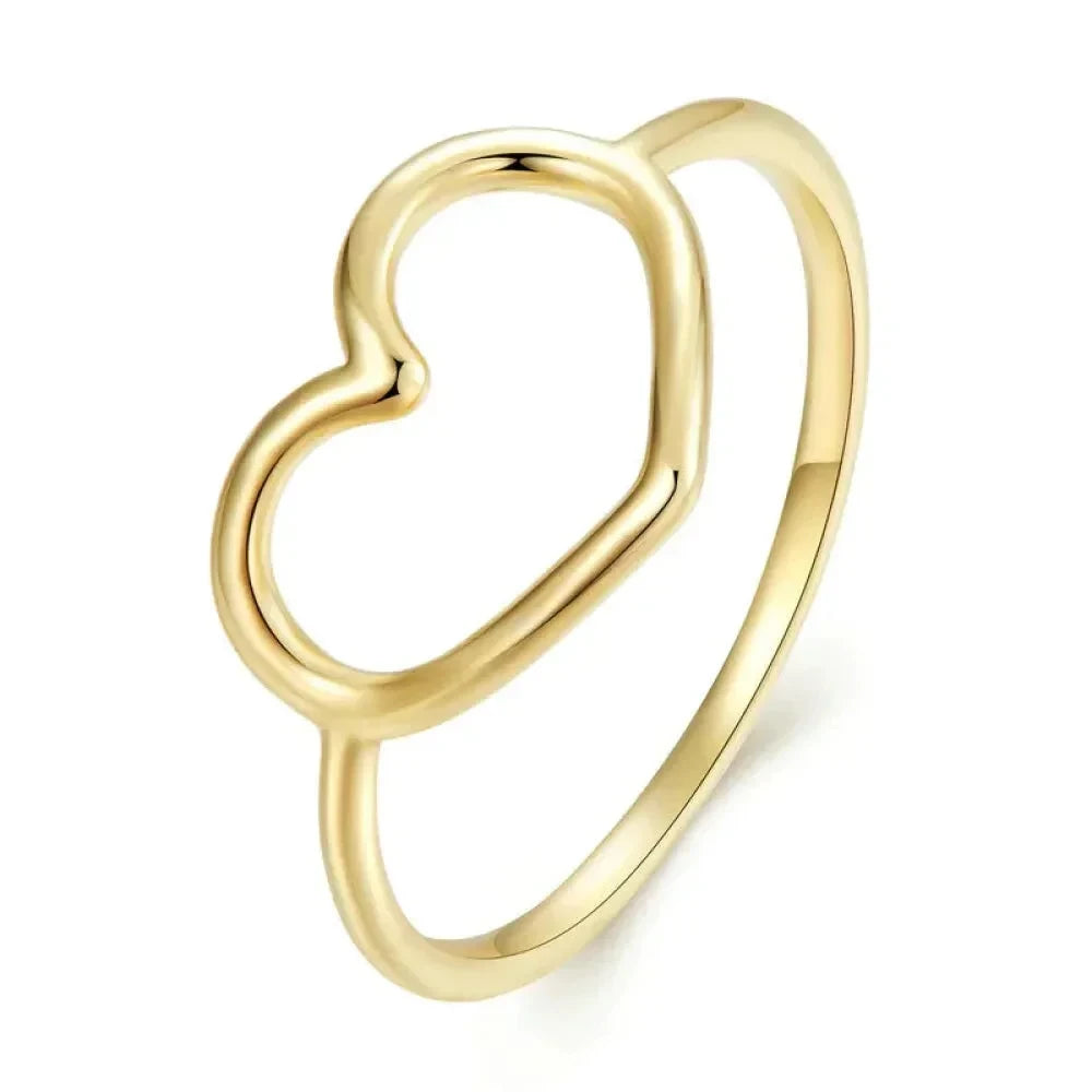 Exquisite 925 Sterling Silver Heart Rings for Women - Romantic Statement jewellery - Gold / 5