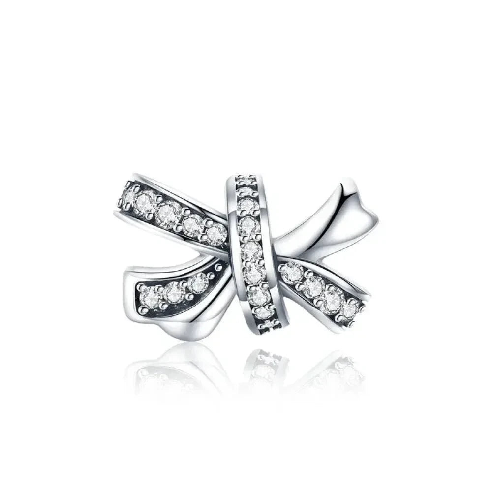 925 Sterling Silver Clear 5A Crystal Collection Family Heart Cross Charm Beads for Bracelet & Necklace Pendant - Scc773
