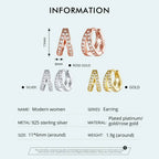 925 Sterling Silver Elegant Geometry Zircon Crystal Double Rings Ear Hoop Earrings