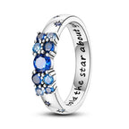 Celestial Love Sterling Silver Cluster Ring with Engraved Message 8 Rings