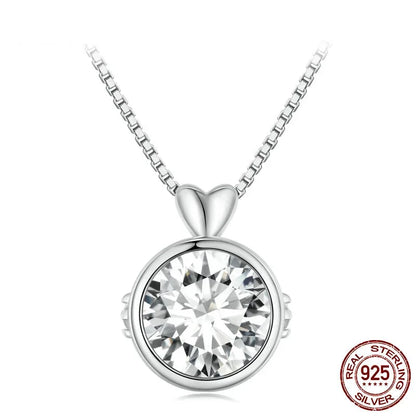 Timeless Elegance: 1.0 Carat Moissanite Sterling Silver Little Heart Chain Pendant Necklace - Necklaces