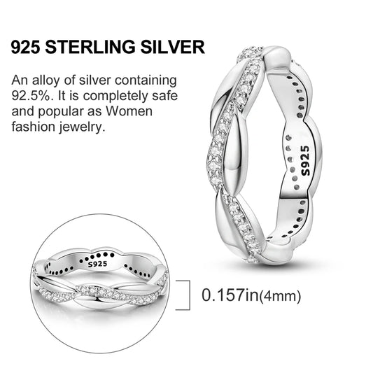 Twisted Elegance Sterling Silver Cubic Zirconia Ring - Rings