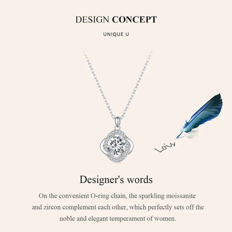 Lucky Clover 1ct Moissanite Sterling Silver Pendant Necklace - Necklaces