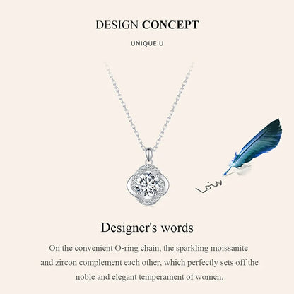 Lucky Clover 1ct Moissanite Sterling Silver Pendant Necklace - Necklaces