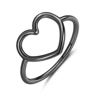 Exquisite 925 Sterling Silver Heart Rings for Women - Romantic Statement jewellery - Black / 5