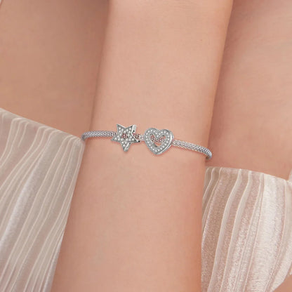 925 Sterling Silver Clear 5A Crystal Collection Family Heart Cross Charm Beads for Bracelet & Necklace Pendant - Charms