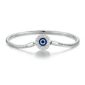 Protective Evil Eye Charm Sterling Silver Snake Chain Bracelet 17 Cm Bracelets