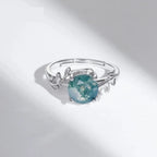 Nature’s Embrace: Adjustable Sterling Silver Moss Agate Ring Rings
