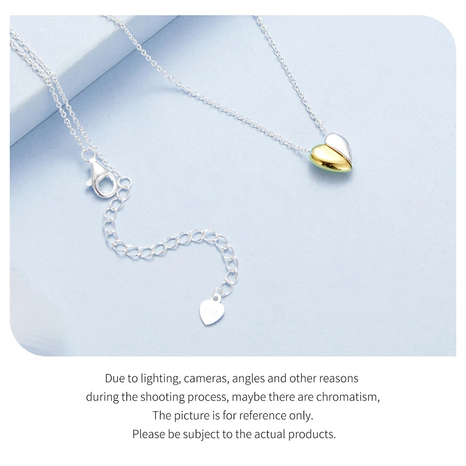 Gold Plated Heart Pendant Necklace for Women - 925 Sterling Silver Couple jewellery - Necklaces