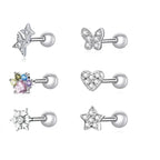 925 Sterling Silver Star And Butterfly Stud Earrings Delicate Fine Jewelry
