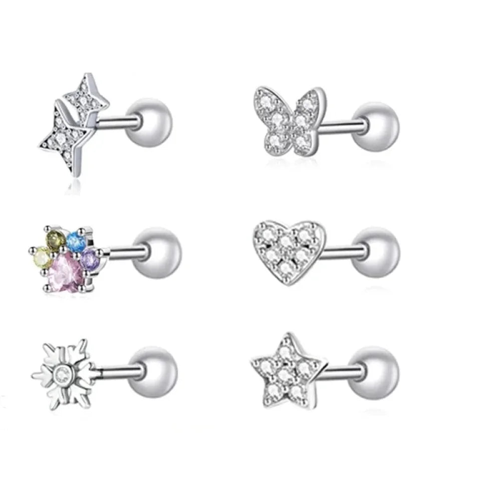 925 Sterling Silver Star and Butterfly Stud Earrings - Delicate Fine jewellery